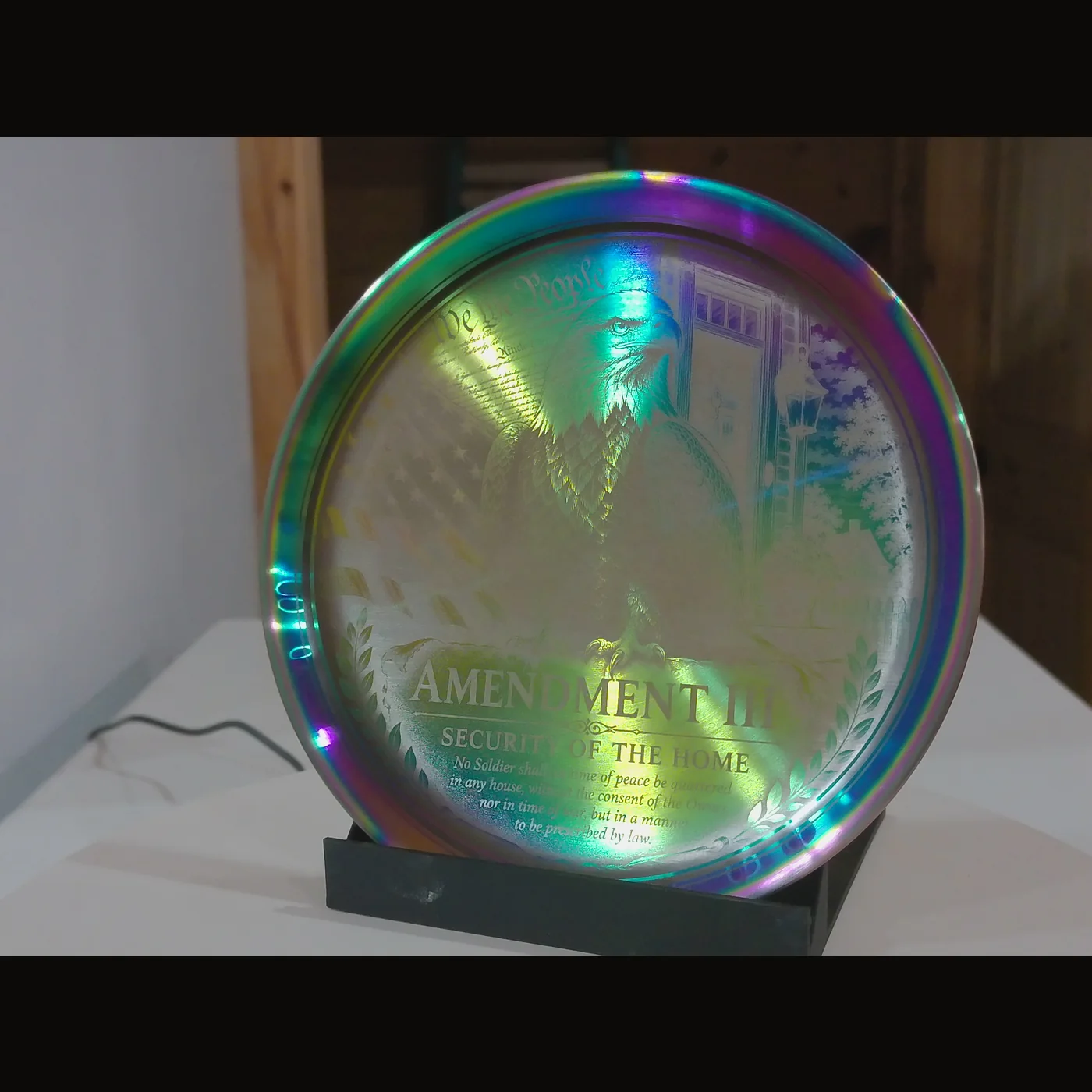 Rainbow stainless Amendment III display plate