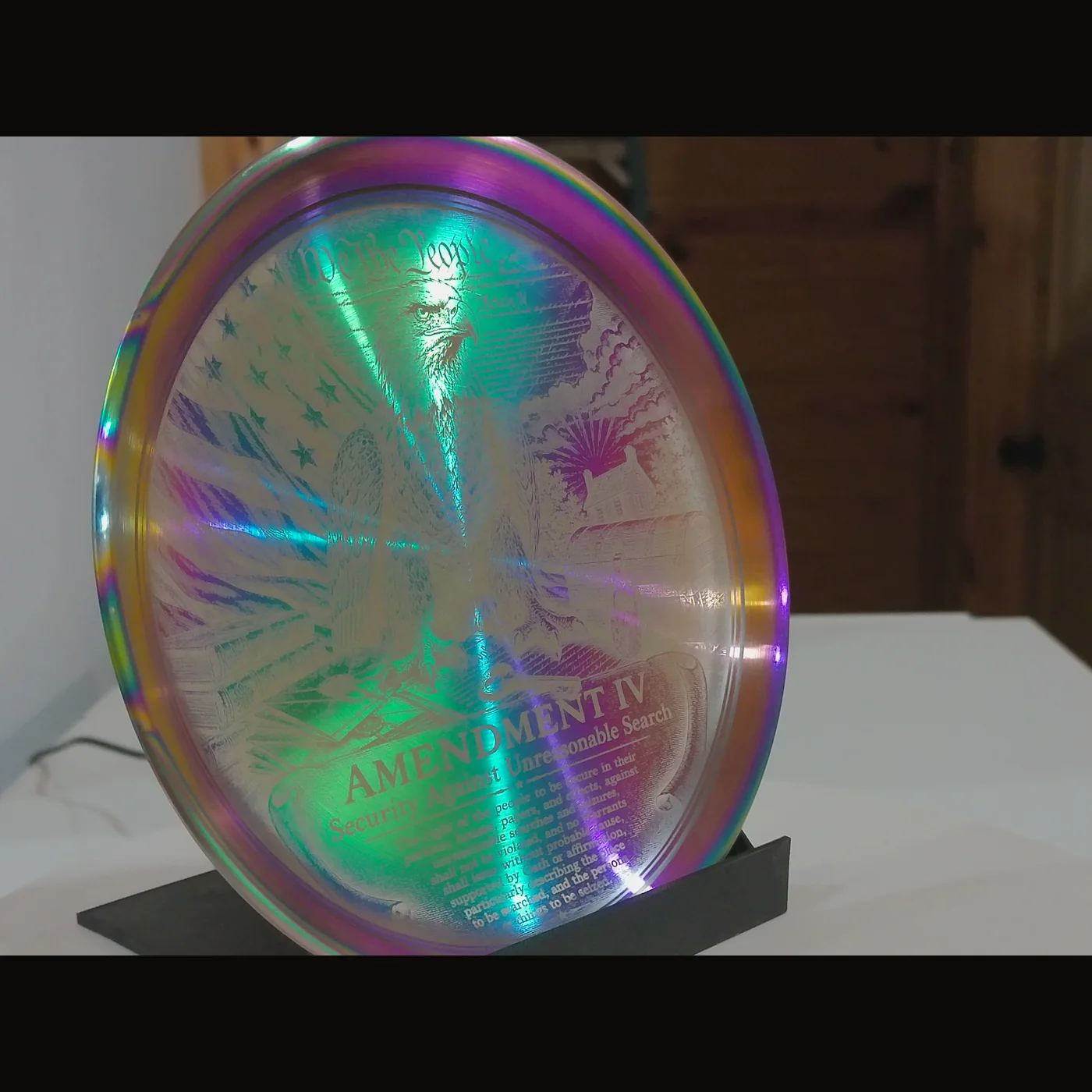 Rainbow stainless Amendment IV display plate