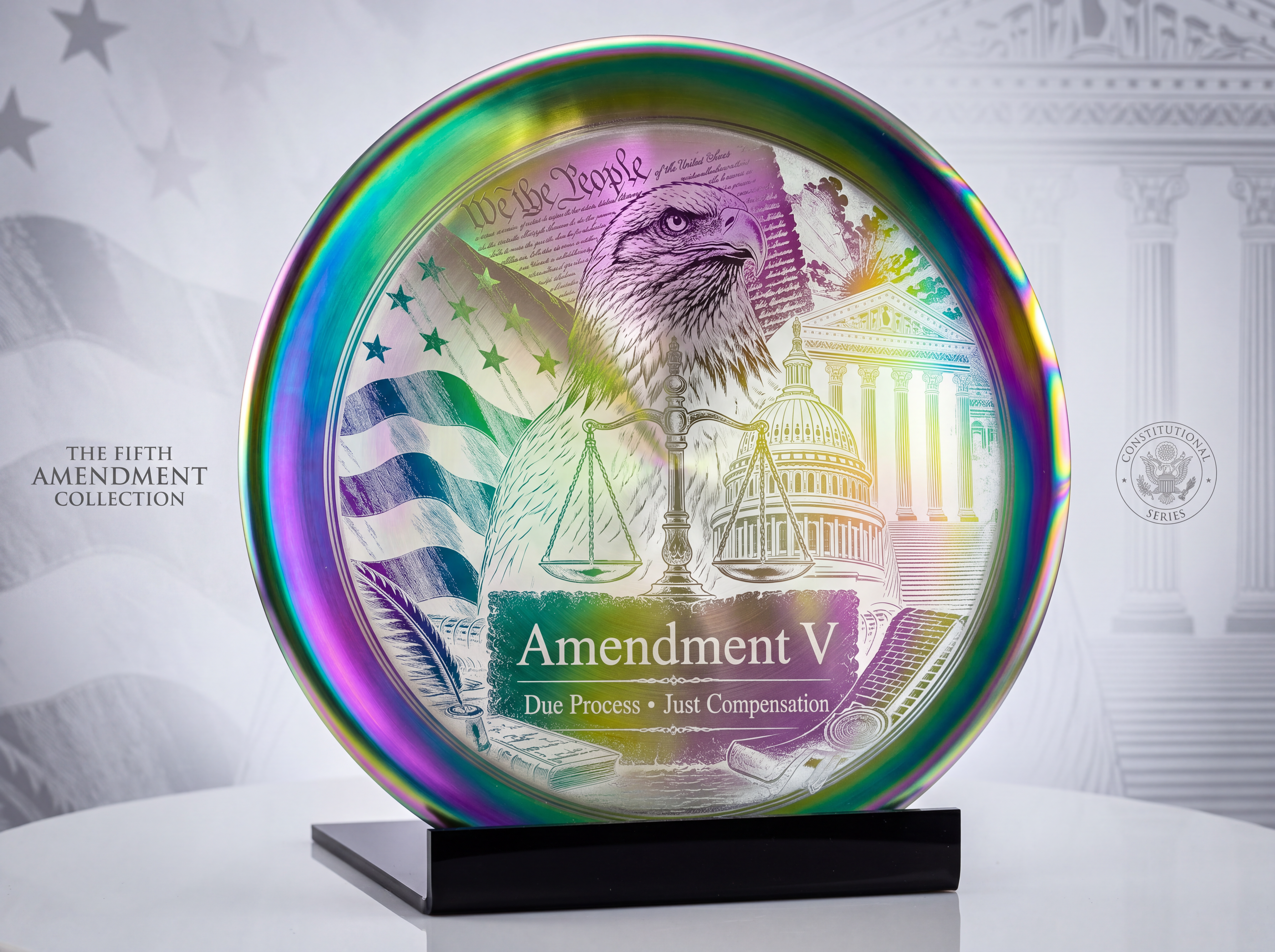 Rainbow stainless Amendment V display plate