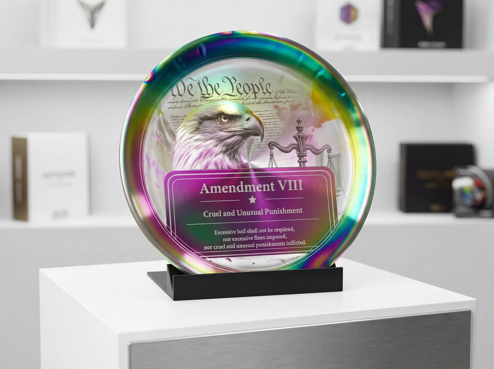 Rainbow stainless Amendment VIII display plate