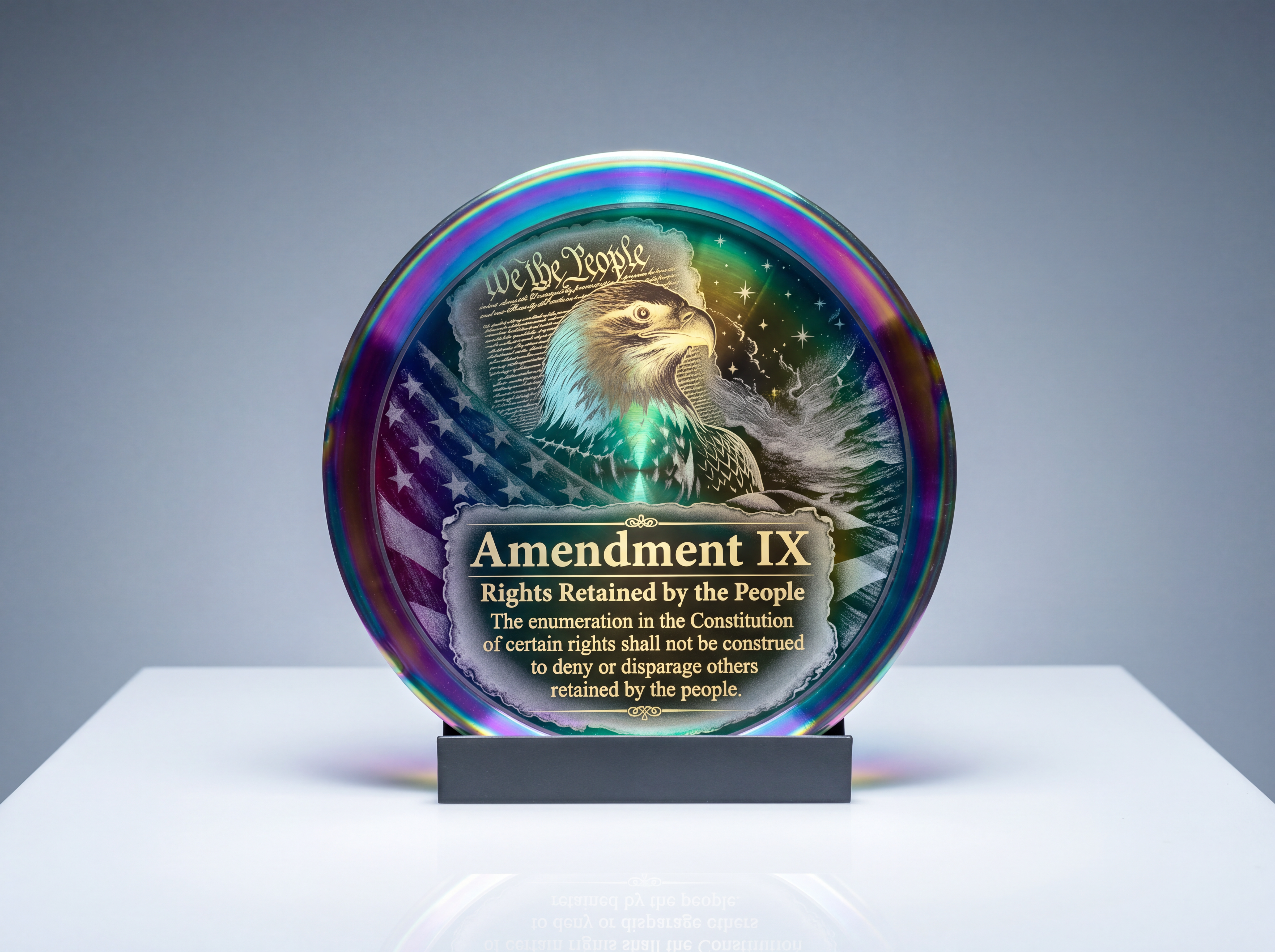 Rainbow stainless Amendment IX display plate